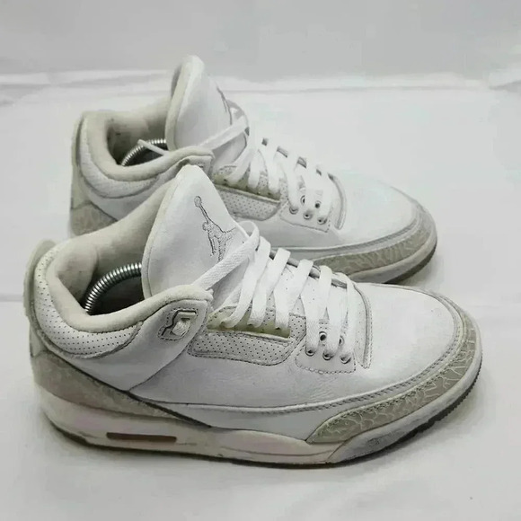 Nike Air Jordan Men's Leather 3 Retro 2018 Sneakers Shoes Triple White Size 7.5 - Picture 2 of 11